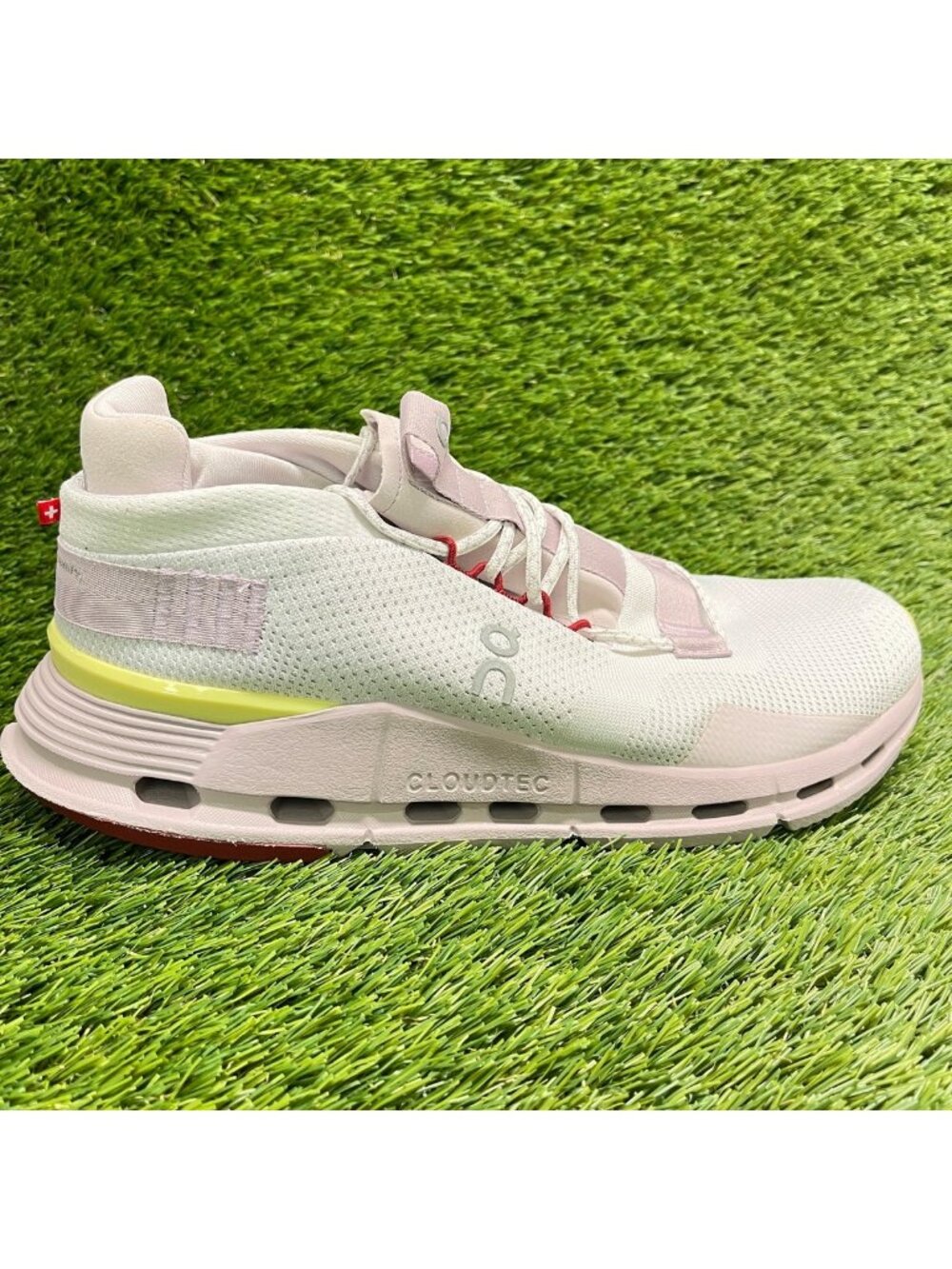 On Cloudnova Womens Size 10.5 Undyed White Fade Pink Running Shoes Sneakers